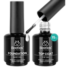 Beetles No Wipe Gel Top Coat & Base Coat Set 15ml (2 Pack) – Long Lasting Shine Finish