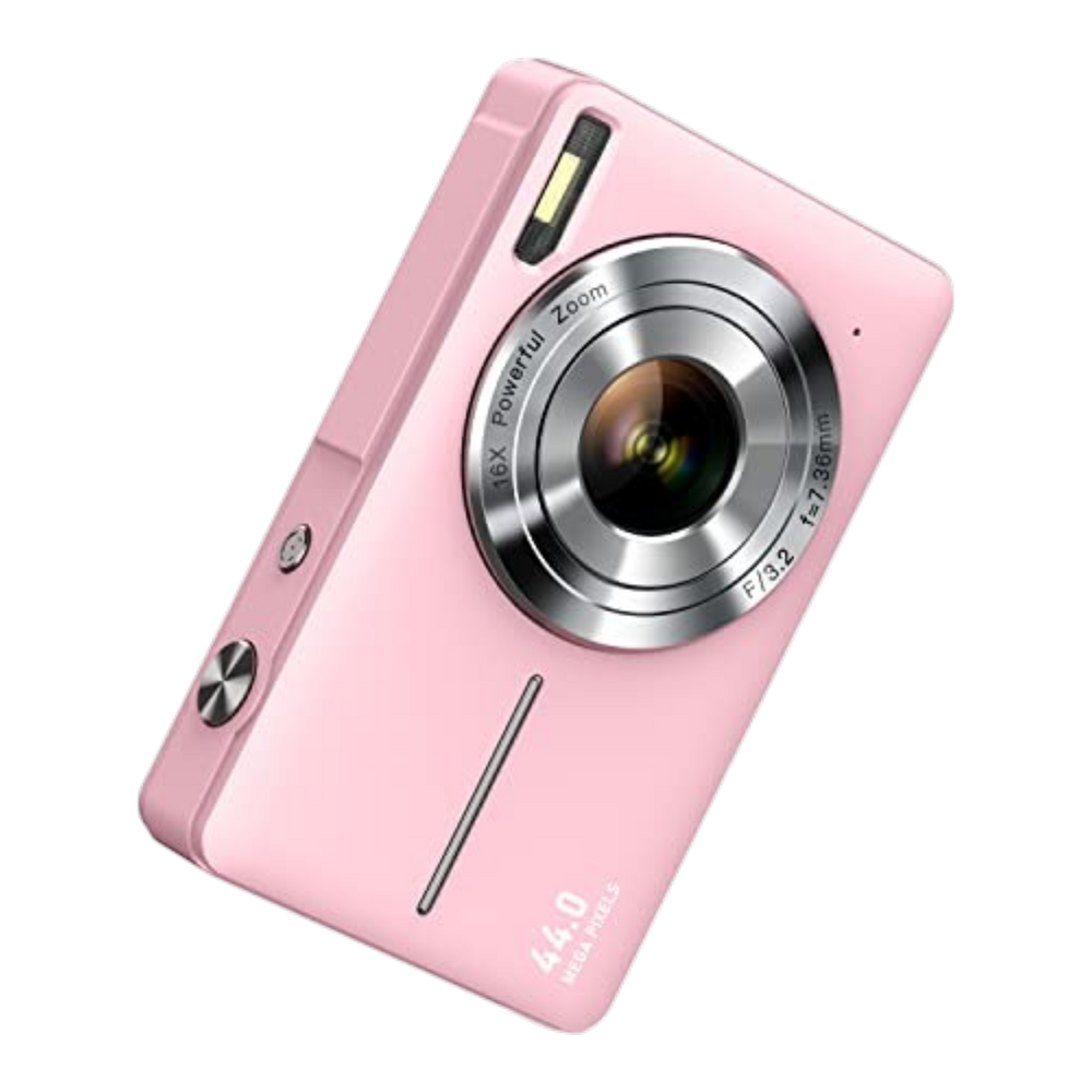Camkory Digital Camera FHD 1080P with 32G Card 16X Zoom Easy for Kids Pink