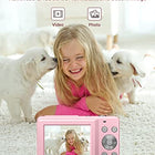 Camkory Digital Camera FHD 1080P with 32G Card 16X Zoom Easy for Kids Pink