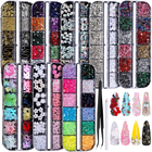 FANDAMEI Nail Charms & Rhinestones Kit – 8 Boxes 3D Nail Gems, Pearls & Flatback Crystals