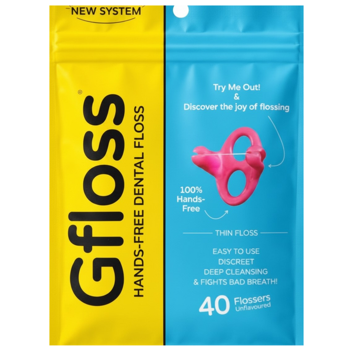 Gfloss Hands-Free Dental Floss - 40 Count - Easy to Use & Discreet Flossers for Adults | Travel Floss | Thin Soft Floss | Unwaxed Unflavored | PFAS-Free Oral Care