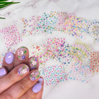 SPLOCUDU 30 Sheets 3D Nail Art Stickers – Colorful Daisy, Floral & Heart Self-Adhesive Decals