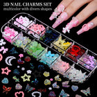 FANDAMEI Nail Charms & Rhinestones Kit – 8 Boxes 3D Nail Gems, Pearls & Flatback Crystals