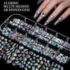 FANDAMEI Nail Charms & Rhinestones Kit – 8 Boxes 3D Nail Gems, Pearls & Flatback Crystals