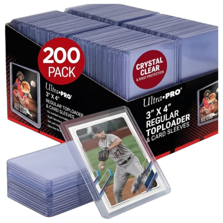 Ultra Pro 3" x 4" Clear Regular Toploaders & Card Sleeves Bundle, 200 Pack